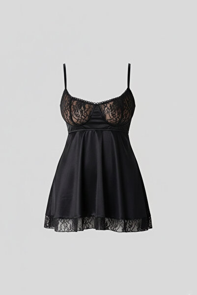 C&City Λεπτομέρεια από δαντέλα Babydoll Μαύρο