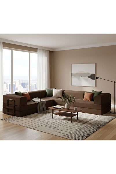 Joyfoam Signature Serisi Modern Köşe Takımı Fitilli Kadife Kumas Tamamen Sunger