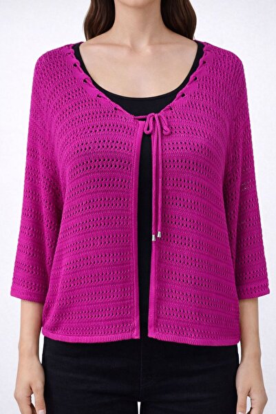 Neden Tekstil Fuchsia Tie-Dye Mesh Bolero Cardigan