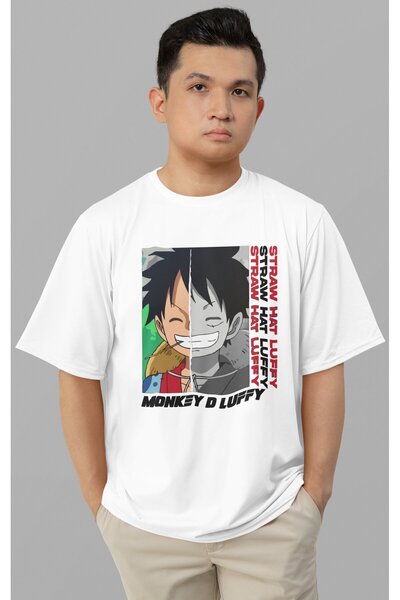 SEVBANO تي شيرت أنيمي من قطعة واحدة مطبوع عليه قبعة لوفي من القش مطبوع عليه م...