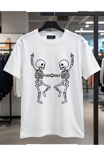 playwear PLAY WEAR Tricou unisex cu imprimeu SKULL PARTY SKELETON, cu guler r...