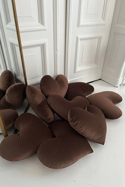 FARCY 1 Piece XXL Size Velvet Fabric Decorative Heart Pillow (60 cm)