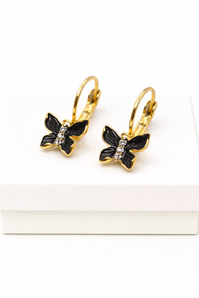 MakeWell Butterfly Figured Stone Detailed High Quality Brass Dangle Earrings ...
