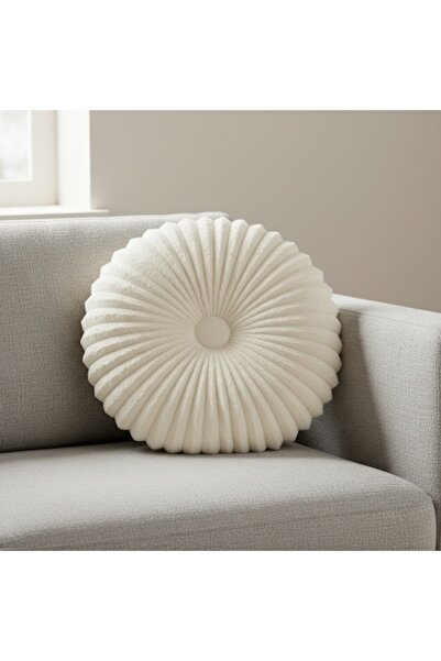 SyaMAG Soft and comfortable decorative pillow, button pattern, round, Ø35x8 c...