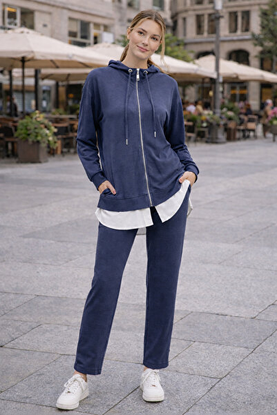 Puane Women's Hooded Zippered Tunic Pants Set