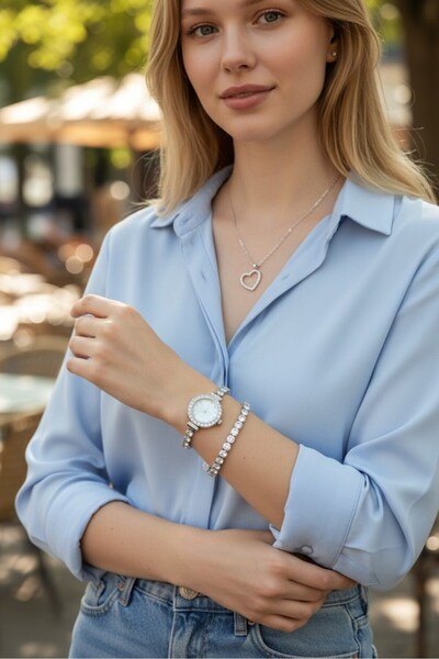 Masalsı Concept Sevgiliye Özel Hediye Bileklikli Saat Ve Zarif Kalp Tasarımlı...