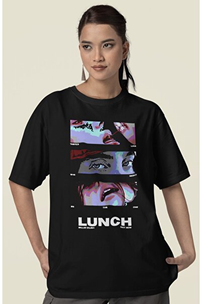 SEVBANO تي شيرت بيلي إيليش لانش مطبوع للجنسين بمقاس كبير