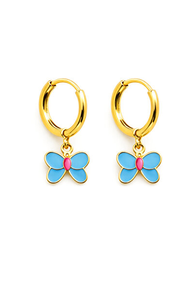 MakeWell Steel Children's Earrings with Cherry Ladybug Strawberry Bow Butterf...