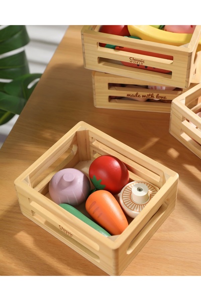 ETERNAL SUNSHINE Eğitici Ahşap Oyuncak Mini Sebzeler - Bilişsel Gelişim Kutus...