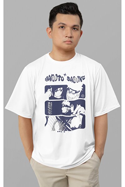 SEVBANO Tricou unisex supradimensionat cu imprimeu Naruto Sasuke cu personaj ...