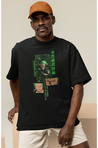 SEVBANO تي شيرت رورونوا زورو مطبوع للجنسين بمقاس كبير من One Piece Anime Char...