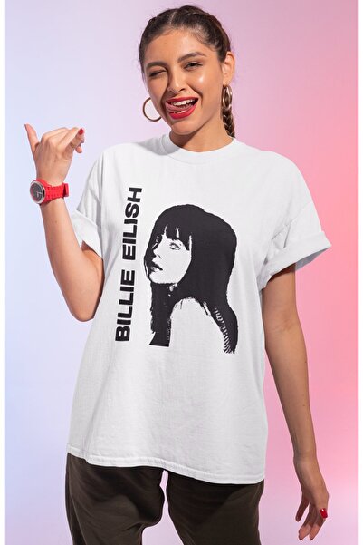 SEVBANO تي شيرت بيلي إيليش مطبوع للجنسين مقاس كبير