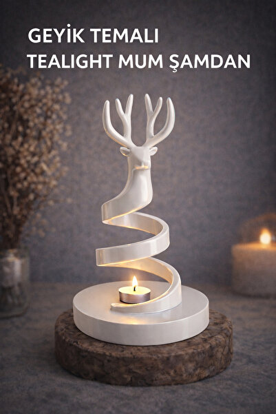 Triforge3D Dekoratif Geyik Figürlü Tealight Mumluk | Şık ve Modern Tasarım