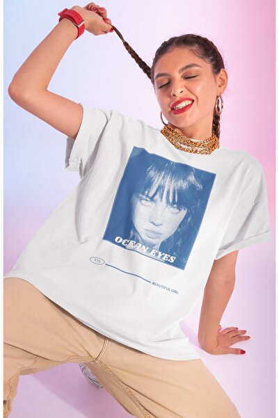 SEVBANO Tricou unisex supradimensionat cu imprimeu Billie Eilish Ocean Eyes