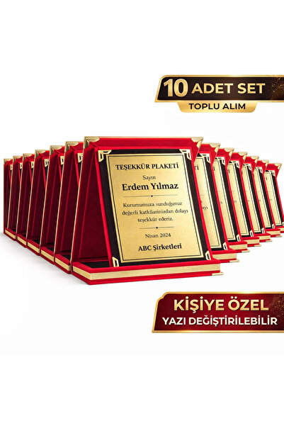siverek reklam Kişiye Özel Teşekkür Plaketi | Kadife Kutulu | 21x16 cm | 10’l...