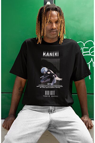 SEVBANO Μπλουζάκι με στάμπα Ken Kaneki Tokyo Ghoul, Unisex, Oversize, με χαρα...