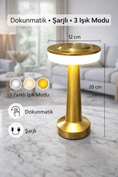 Modernica LED MASA LAMBASI ŞARJLI 3 FARKLI RENK AYARLANABİLİR IŞIK