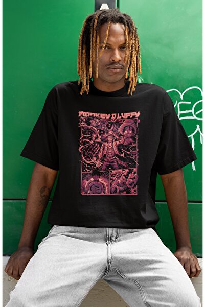 SEVBANO تي شيرت مطبوع عليه شخصية مونكي دي لوفي بتصميم خاص للجنسين مقاس كبير م...