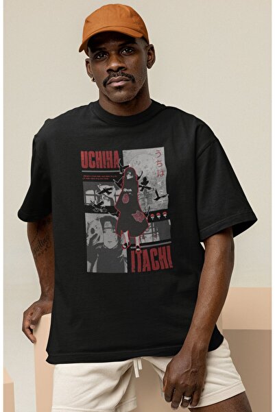SEVBANO Tricou unisex supradimensionat cu imprimeu Uchiha Itachi, cu personaj...