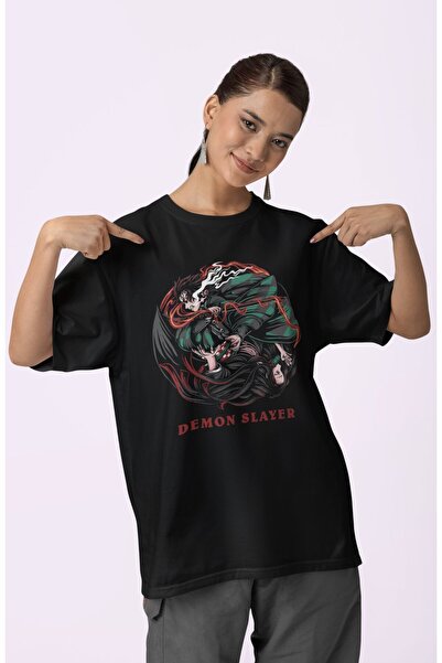 SEVBANO Μπλουζάκι με στάμπα Demon Slayer, Unisex, Oversize, με χαρακτήρες από...