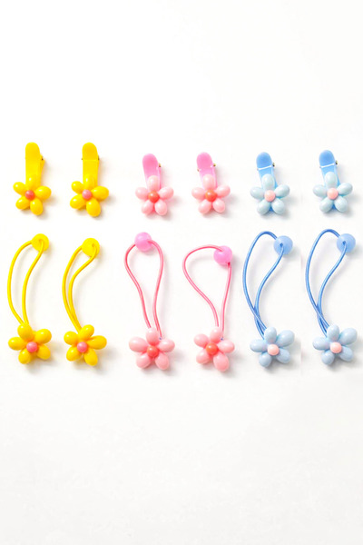 MakeWell Seturi de elastice și agrafe cu design floral Kuromi Kapibara Hello ...