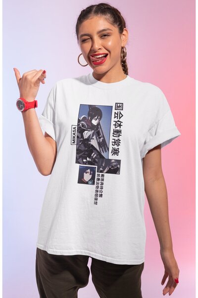 SEVBANO Σχεδιασμός Mikasa Ackerman Τυπωμένο Unisex Oversize T-Shirt Attack On...