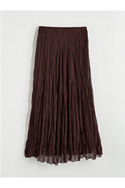 LC Waikiki Kahverengi Beli Lastikli Şifon Etek