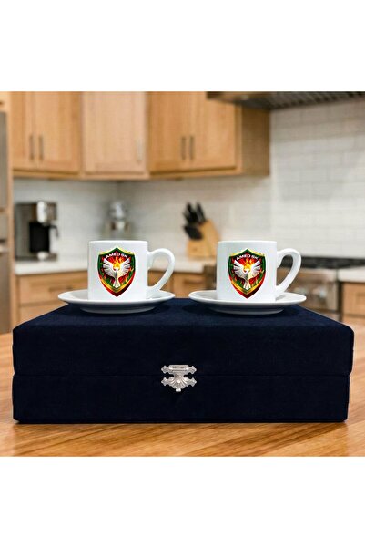 ZERYA طقم فناجين قهوة من البورسلين مكون من قطعتين بتصميم مخملي أسود اللون من ...