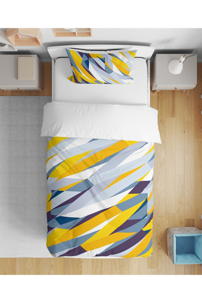 Home Set de lenjerie de pat cu model colorat, artă abstractă, imprimat digita...