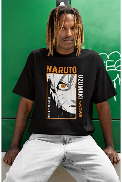 SEVBANO Tricou unisex supradimensionat cu imprimeu Naruto Uzumaki cu personaj...