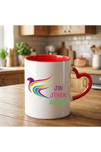 ZERYA كوب على شكل قلب أحمر بتصميم جين جيان أزادي - كوب على شكل قلب من جين جيا...