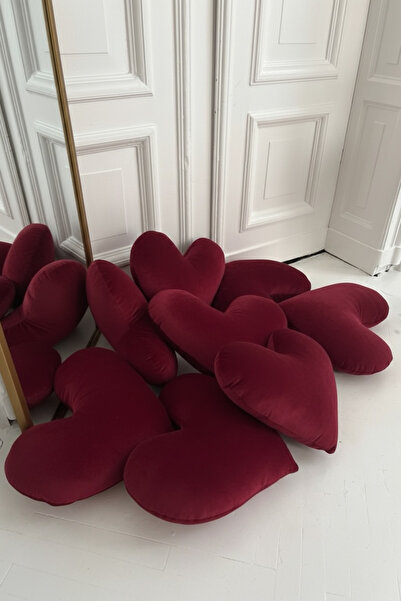 FARCY 1 Piece XXL Size Velvet Fabric Decorative Heart Pillow (60 cm)