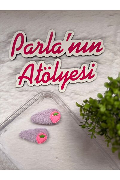 SOFT Набір з 2-х лілових пухнастих шпильок з фігуркою полуниці