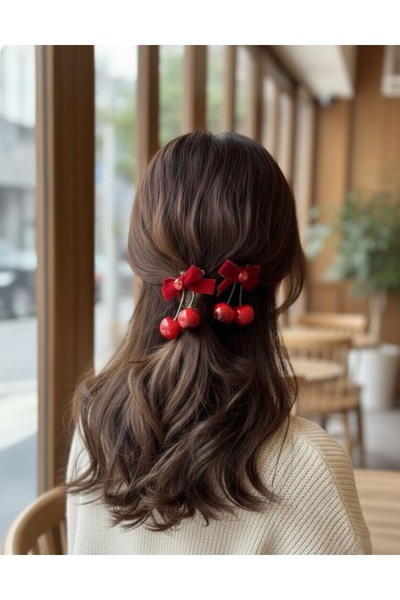 SOFT 2-комплект червоних стрічок з камінцями та вишневими затискачами