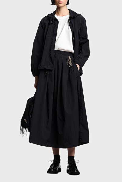 Emporio Armani Regular Fit Hooded Coat with Snap Buttons and Zipper Closure M...