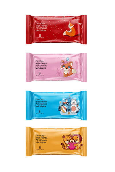 momendol Mini Cep Islak Mendil 8’li Avantaj Paket (7+1 Bedava) Taşınabilir Çanta Boy Cep Tipi