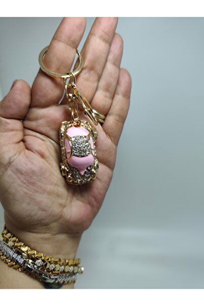 By Semra Lüks Taşlı Mini Araba Anahtarlık Parlak Taş İşlemeli Şık Çanta ve An...