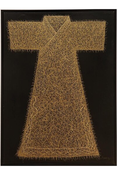 GENERAL لوحة فنية كلاسيكية بتصميم كيمونو ياباني ذهبي، 120×90 سم، تصميم شرقي ل...