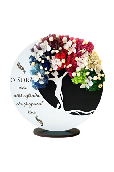 OEM Wooden Decoration with Lichens, Sora, 20x20 cm