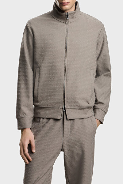 Emporio Armani Cotton Blended Logo Zipper Stand Collar Sweat Men's Sweat Em00...