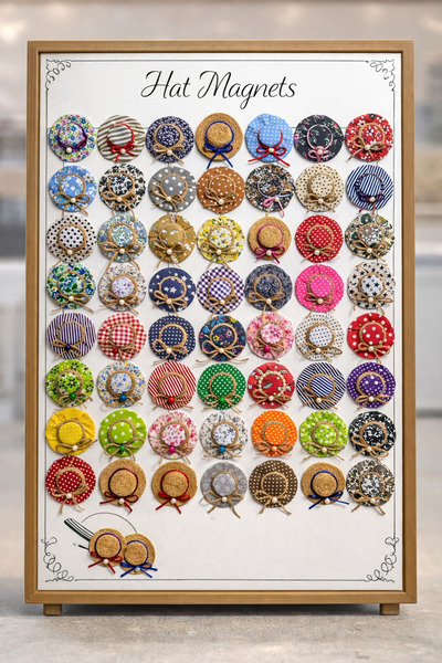 Handmade 50’li Karışık Desenli Mini Şapka Magnet