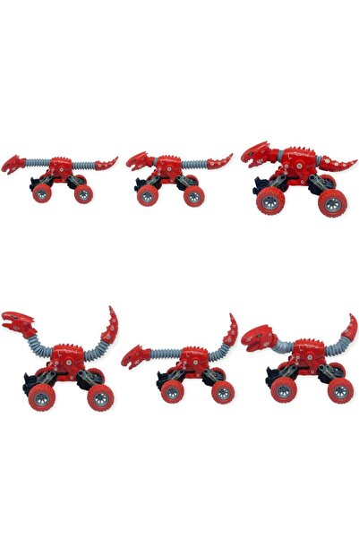 doremodam سيارات الديناصورات المتطورة 18 سم - أحمر (ليسينيا)