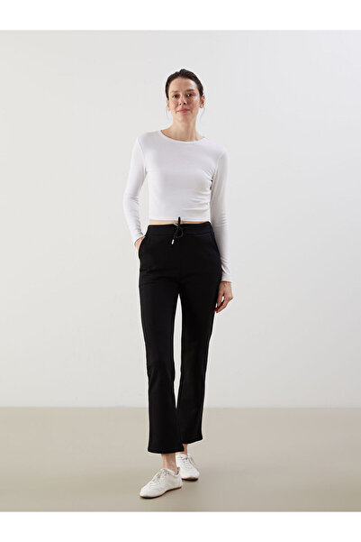 LC Waikiki LCWAIKIKI Κλασικό μαύρο γυναικείο φούτερ με ελαστική μέση