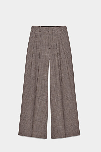 Açelya Okcu Premium Dimare Mid Waist Plaid Woven Trousers