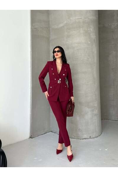 MODA MODERN KESİM KEMERLİ BLAZER & PANTOLON TAKIM