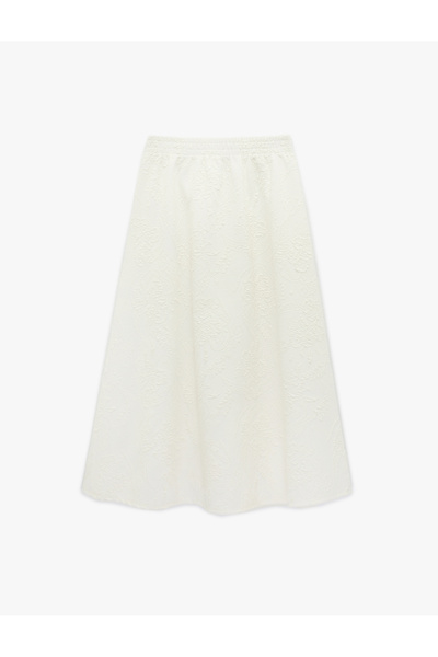 Koton Fusta midi în linie A cu talie elastică și textură florală