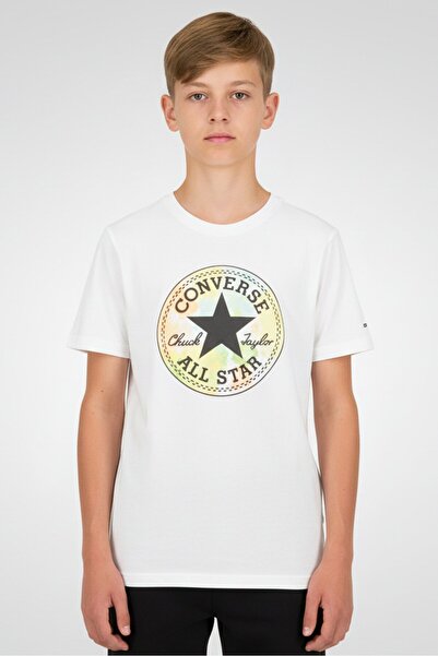 Converse Kids Boy Sportswear Fit Short Sleeve Outdoor T-Shirt, White
