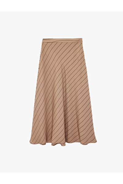 Koton Modal Blend Striped Flared Midi Skirt