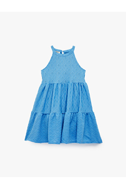 Koton Halter Neck Sleeveless Scallop Mini Dress