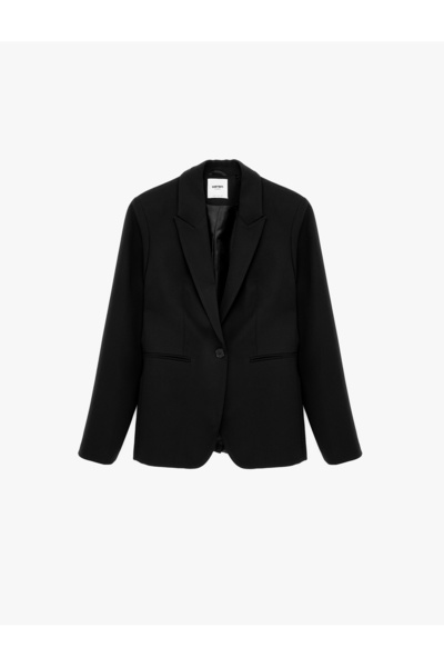 Koton Wide Collar Crepe Blazer Jacket with Buttoned Pockets